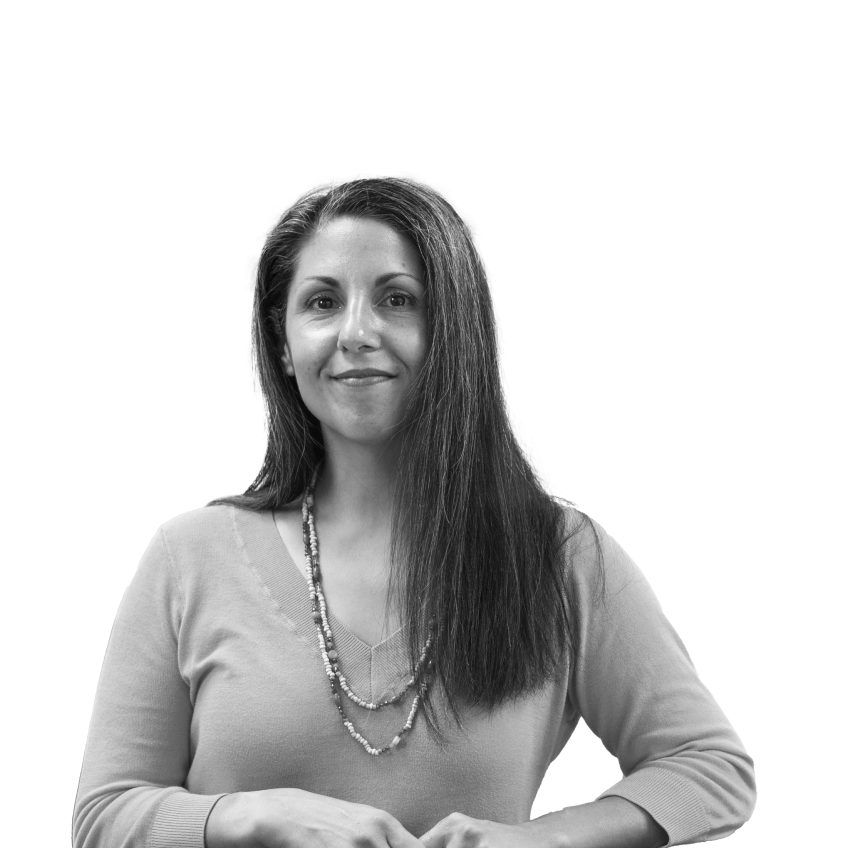 Woman softly smiling in black and white
